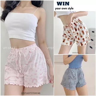 Quần Đùi Nữ Mặc Nhà Hoạ Tiết Hoạt Hình - Quần Short Thái Chất Cotton Co Giãn Thoải Mái - WIN