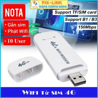 Dcom phát sóng wifi từ sim 4G PIX-LINK USB Modem , USB phát Wifi từ sim 4G ( chỉ sử dụng sim vina, mobi)