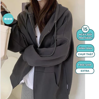 XẢ HÀNG Áo khoác hoodie zip nỉ hàn dáng rộng Miho House