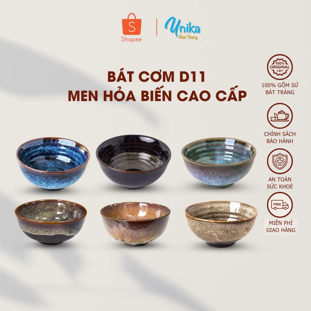 Bát Cơm D11 - Chén Cơm (6 màu)- Loại bát cao cấp của gốm sứ Bát Tràng