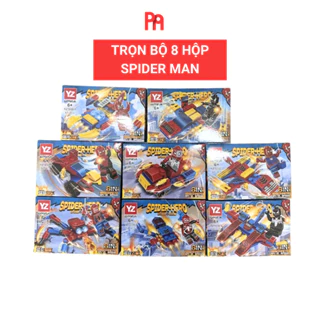 Set 8 hộp lắp ráp Spider Man siêu nhân Người Nhện mỗi hộp 50 chi tiết - Nhựa đẹp - Đồ chơi POMI