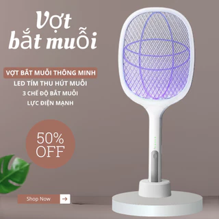 Vợt Muỗi Thông Minh 2 Chế Độ, Thiết Kế Mới, Tính Năng Cập Nhật, Pin sạc cao cấp 1200mAh