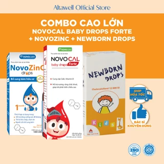 Combo Cao Lớn NovozinC, Novocal, Newborn Drops (10ml) hỗ trợ Hấp Thu Canxi, Phát Triển Chiều Cao, Ăn Ngon Miệng