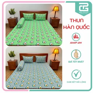 Bộ Ga Gối Thun Lạnh Hàn Quốc { 4 Món } họa tiết Quả Bơ ( 1 ga bọc + 2 vỏ gối nằm + 1 vỏ gối ôm )