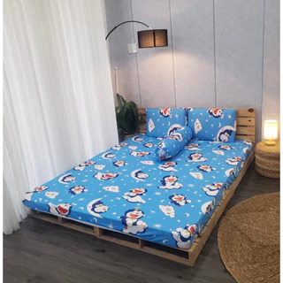 BỘ DRAP HOẠ TIẾT DORAEMON DRAP THUN LANH HÀN QUỐC GA TRẢI GIƯỜNG