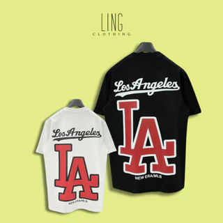 Áo phông nam nữ MLB in họa tiết chữ Los Angeles A151 đỏ hai mặt. Áo thun Unisex Nam Nữ Trẻ trung 2024,LING_ CLOTHING