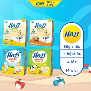 Váng Sữa Hoff mix bốn vị cho bé từ 6 tháng tuổi, giàu protein và canxi, tăng cường hệ  miễn dịch - 4 LỐC (16 hộp x 55g)