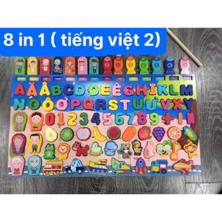 Đồ chơi phát triển trí tuệ bằng gỗ 8 trong 1 học chữ số đếm, câu cá cho bé ( Tiếng Việt) Baostore