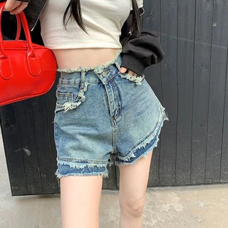 Quần Short Jeans Nữ , Quần Đùi Nữ Tua Rua 2 Tầng Phong Cách Đường Phố L15