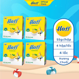 Sữa chua hoa quả Hoff vị CHUỐI cho bé từ 6 tháng tuổi, bổ sung men lợi khuẩn, tốt cho tiêu hóa - 4 LỐC (16 hộp x 55g)