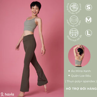 Đồ tập Gym, Yoga Set Áo Mina Xanh - Quần Loe Rêu Hayla