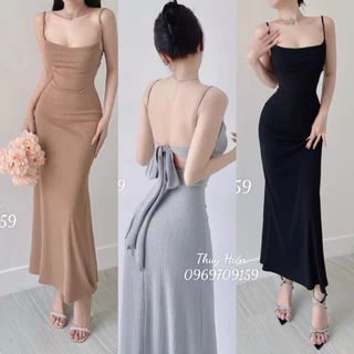 Đầm body maxi 2 dây cúp ngực, cột nơ sau lưng. Sexy quyến rũ, sang chảnh, phù hợp đi biển, đi tiệc, sinh nhật, đám cưới