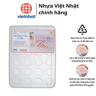 Hộp đựng trứng 24 quả có nắp đậy nhựa Việt Nhật (6786) - Nhựa Việt Nhật chính hãng