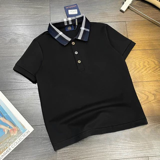 Áo thun nam polo boy phố tay ngắn vải cotton co giãn dày dặn thấm hút fom rộng áo cổ trụ nam Menswear