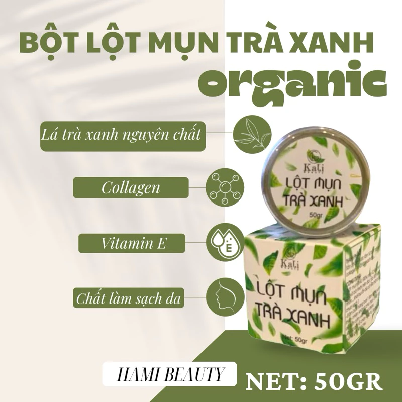 Lọ lớn 50gr lột mụn trà xanh từ lá trà xanh, sạch mụn, sạch bã nhờn, an toàn hiệu quả