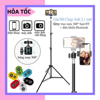 Gậy chụp ảnh 3 chân, giá đỡ điện thoại Tripod chụp ảnh, Livestream, quay phim chiều cao đến 2.1m