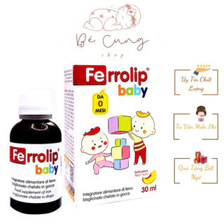 Sắt ferrolip baby,sắt vị đào cho bé,bổ sung dự phòng sắt cho cơ thể, hỗ trợ tạo Hồng cầu có quà tặng