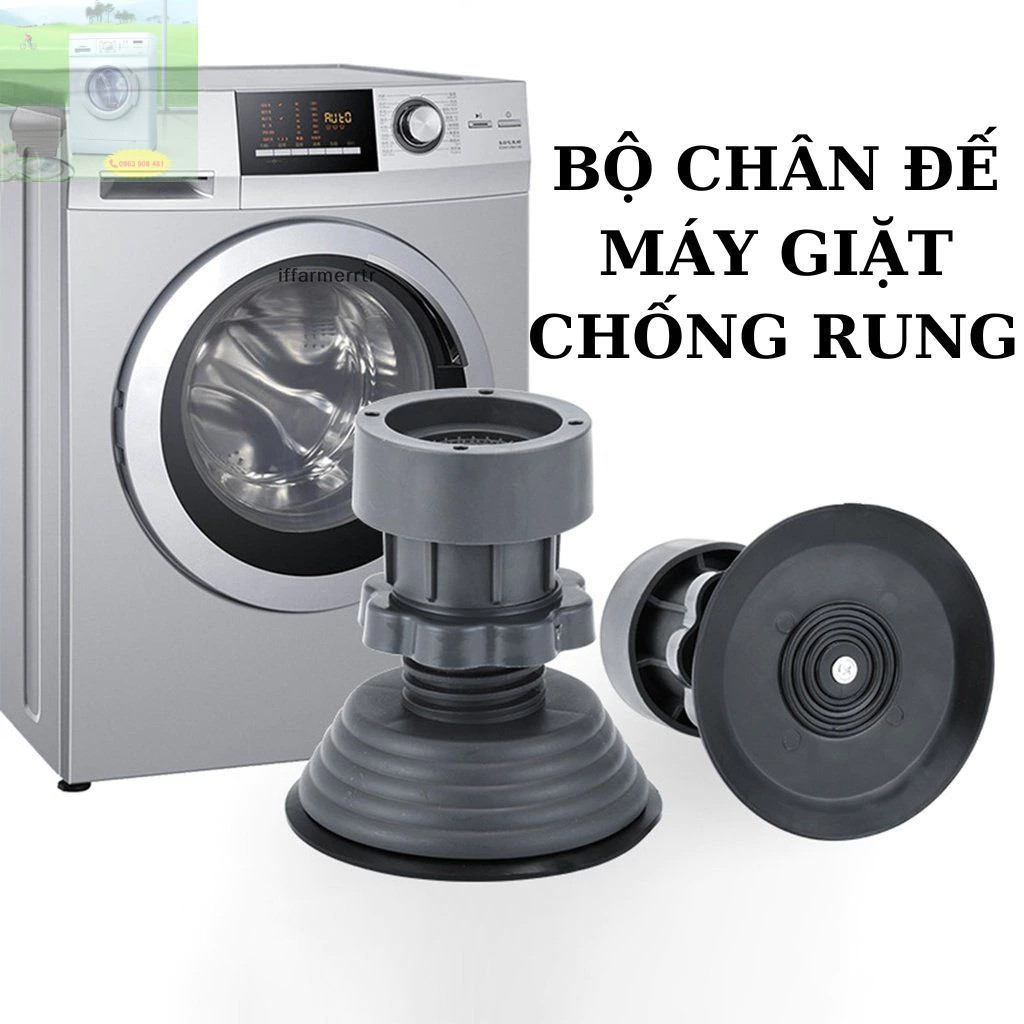 Bộ 4 chân chống rung cho máy giặt, tủ lạnh - tăng giảm chiều, đế cao su chống rung, chống trượt tối ưu-BA2839