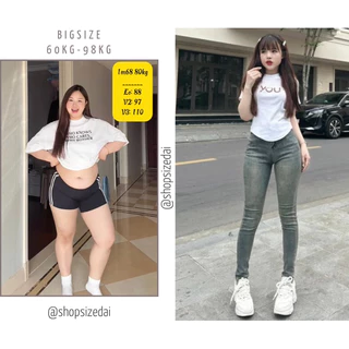 [Bigsize 60kg-98kg] Quần Jean Nữ skinny Xám Dài - Cạp Siêu Cao - Co Giãn Mạnh