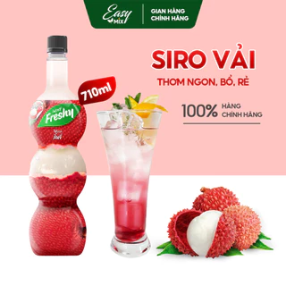 Siro Vải Freshy Litchi Syrup Nguyên Liệu Pha Chế Trà Sữa Chai 710ml