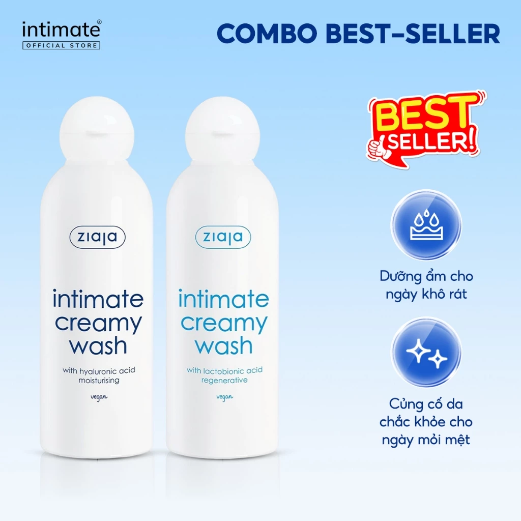 Combo Dung Dịch Vệ Sinh Phụ Nữ Ziaja Intimate With Hyaluronic và Lactobionic Acid 200ml