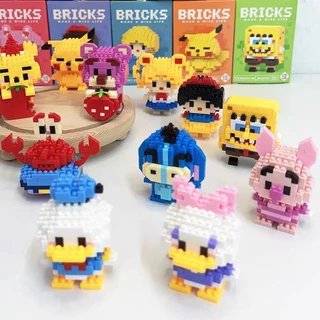 [Combo 4 hộp] Lego mini đồ chơi lắp ghép mô hình hoạt hình 3D khối xây dựng nhiều mẫu nano sanrio