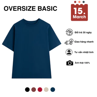 Áo thun trơn 100% Cotton 250GSM Thấm hút, thoáng mát cổ tròn form oversize- UNISEX