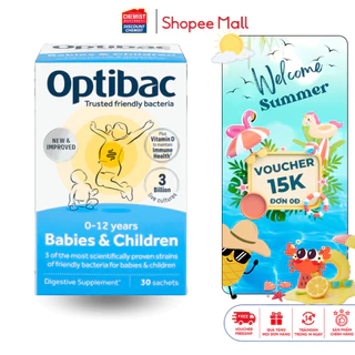 Men vi sinh Optibac Babies & Children 30 gói hỗ trợ tiêu hóa, tăng cường miễn dịch cho bé từ 0 đến 12 tuổi