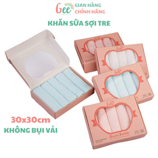 Khăn sữa sợi tre, muslin Gee mềm mịn, thấm hút, kháng khuẩn, set 5 khăn xô đa năng 30x30cm cho bé, trẻ sơ sinh 2 lớp