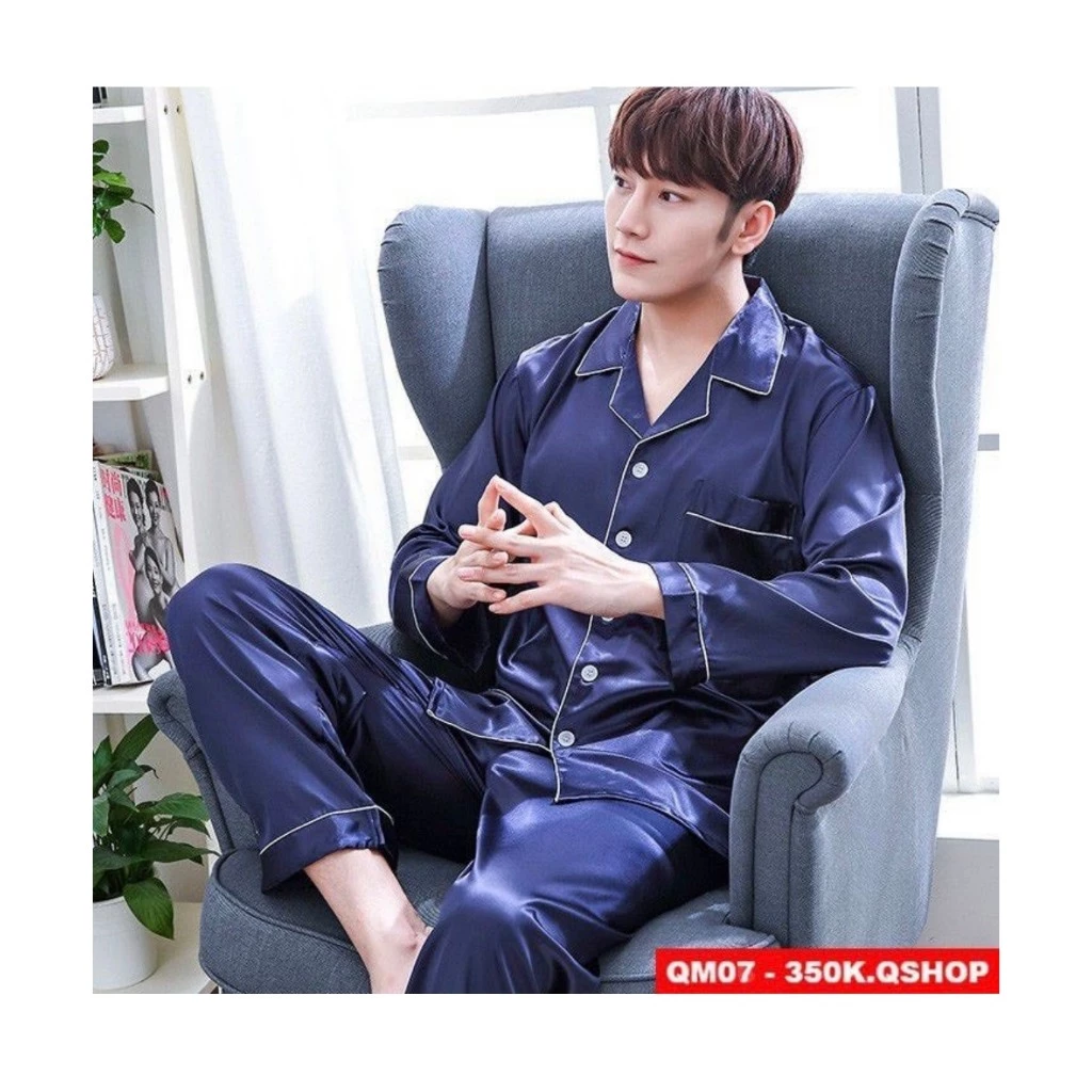 Bộ Đồ Ngủ Tay Dài Lụa Trơn Phù Hợp Cả Nam và Nữ Mặc Nhóm , Mặc Nhà Hay Đi Dạo Đều Đẹp Đều SaNg Choảnh G54