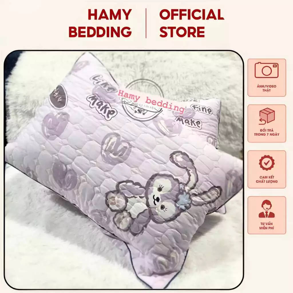 Vỏ Gối Đầu Trần Bông Chất Cotton Đũi Mềm Mịn , Vỏ Gối Nằm Hàn Quốc Họa Tiết Cute Cho Bé Kích Thước 45x65cm số 12