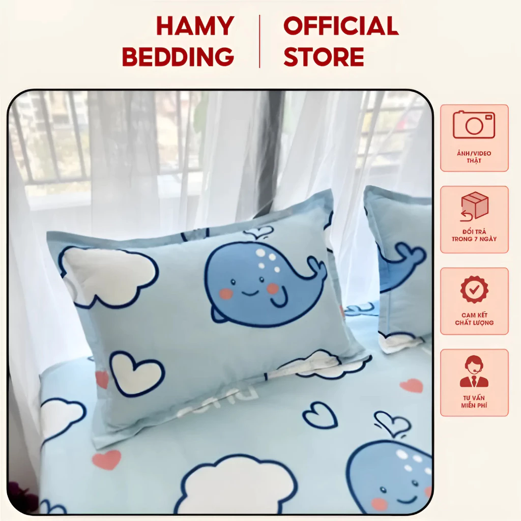 Vỏ Gối Nằm Chất Poly Cotton Thấm Hút Mồ Hôi Cho Bé, Vỏ Gối Họa Tiết Dễ Thương Siêu Xinh số 14