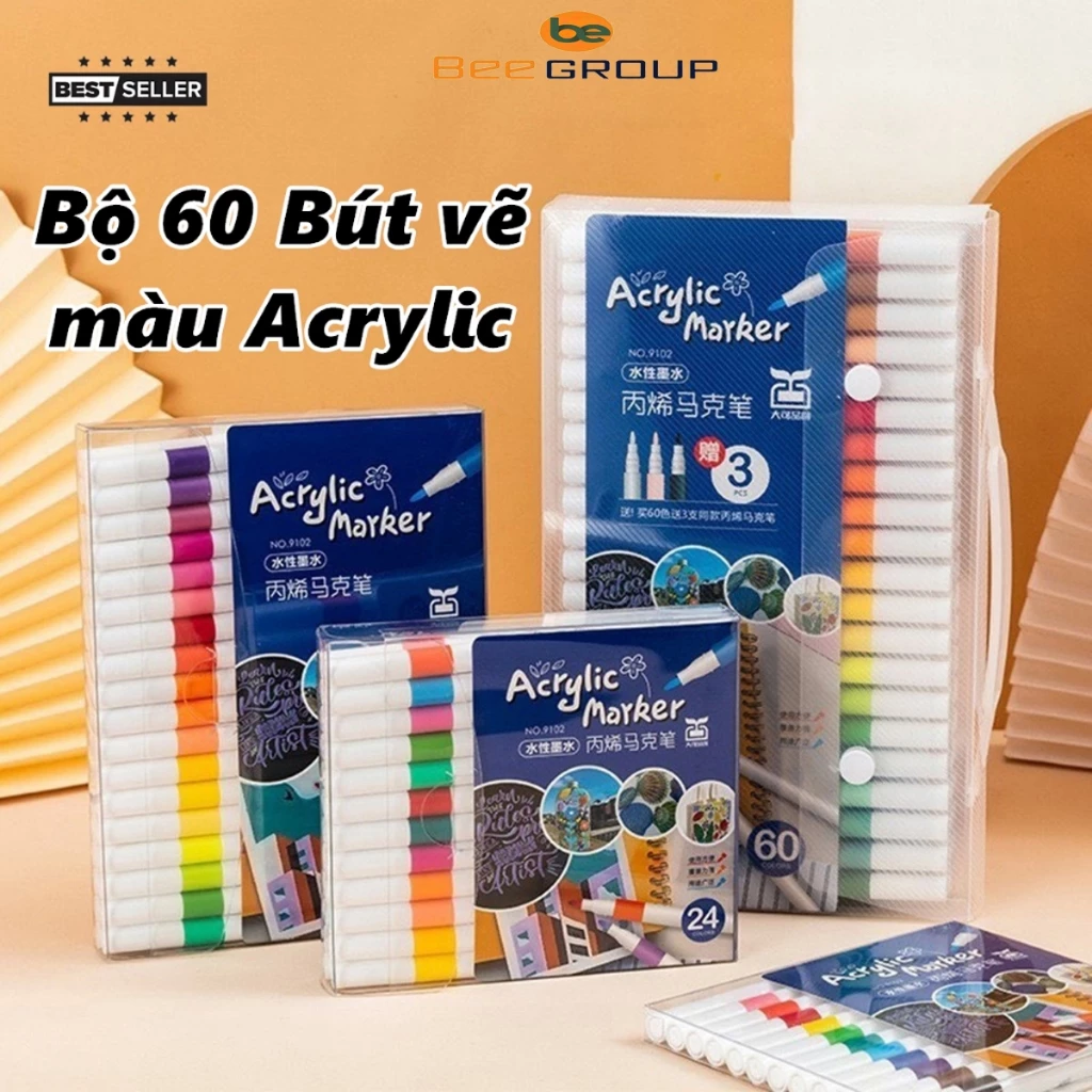 Bút Màu Acrylic Marker 60 Cao Cấp chuẩn hãng Màu Sắc Tươi Sáng dành cho mọi lứa tuổi