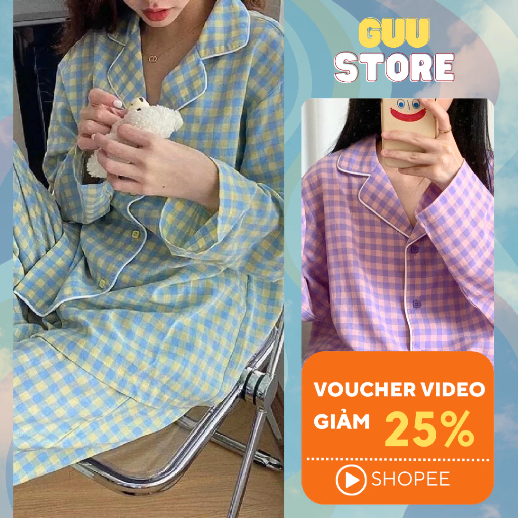 Bộ ngủ nữ mùa hè dài tay pijama mặc nhà dễ thương DN219 - Guu Store