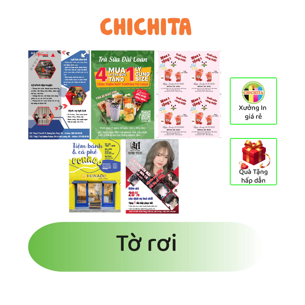 Combo 100 Tờ Rơi - Giấy c150-  CHICHITA theo yêu cầu A5