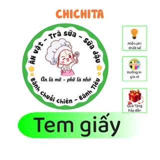 [Giá Tại Xưởng] IN Tem Giấy - Cán bóng- Bế theo yêu cầu A3 ( TỐI THIỂU IN TỪ 3 TỜ ) Chichita