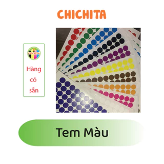 Tờ 70-160 tem dán màu hình tròn Chichita size 1-4cm Có sẵn