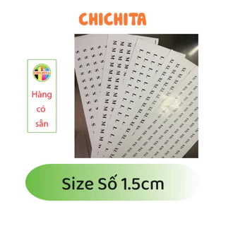 Decal Số quần áo, giày dép Chichita từ 1-50 size 1,5cm Có sẵn