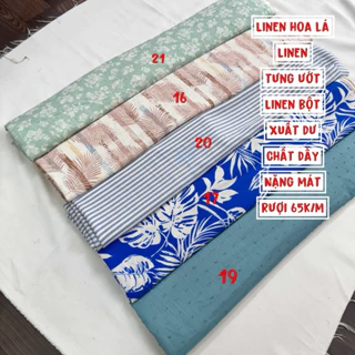 vải Linen hoa Lá-Linen Đũi màu- may váy, may áo sơ mi mềm