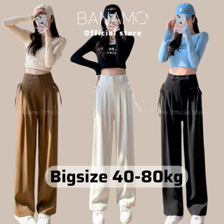 Quần ống rộng Banamo Fashion sớ ống rộng dây buộc túi chun lưng sau 9311