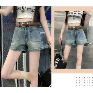 Quần short jeans nữ túi cơi, quần sooc bò cạp cao dáng ngắn sexy 2 túi trước chất vải dày dặn