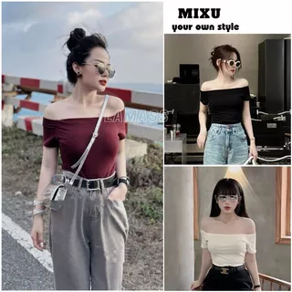 ÁO XINH TRỄ VAI TAY NGẮN, CHẤT THUN CO GIÃN, DÁNG ÔM BODY, KIỂU DÁNG ĐƠN GIẢN BASIC NỮ TÍNH - MIXU A59