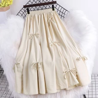 Váy xòe đính nơ chất cotton mềm mịn siêu xinh