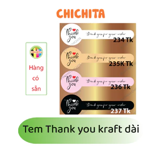 13 Tem dán Kraft dài - Chúc Ngon Miệng Tem niêm phong Thank you  Chichita (10x3cm, 9.5x3cm) Có sẵn