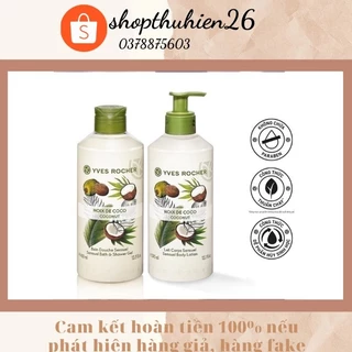 [COMBO] Gel tắm hương dừa Coconut Yves Rocher 400ml + Dưỡng thể Yves Rocher 390ml - Hương dừa