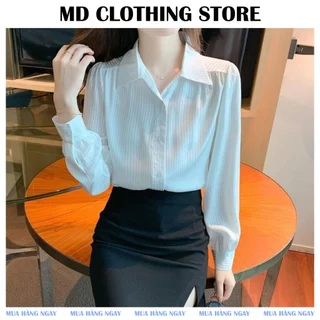 Áo Sơ Mi Nữ Trắng Dáng Suông Md Clothing A211 Cao Cấp, Chất Lụa Dày Dặn, Đường May Tinh Tế Chắc Chắn