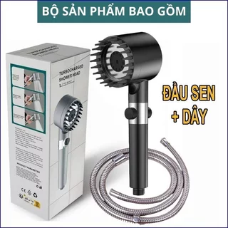 Vòi Sen Tăng Áp 4 Chế Độ Cao Cấp Kèm Dây - Đầu Vòi Hoa Sen 4 Trong 1 - 3 Chế Độ Áp Suất Cao Tiết Kiệm Nước