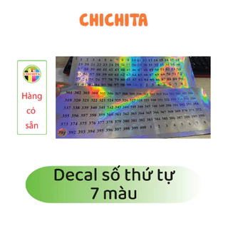 Tem số decal Chichita đánh số thứ tự 7 màu KT 1.5cm. Có sẵn