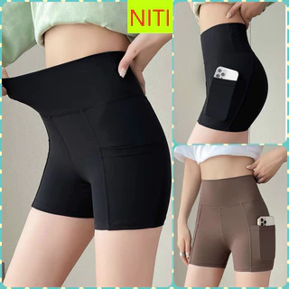 [LGVL1495] QUẦN LEGGING ĐÙI LỬNG NGỐ NỮ CO GIÃN PHỐI TÚI MÀU ĐEN NÂU TÔN DÁNG THẤM HÚT SIÊU TỐT CỰC HOT HIT