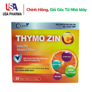 Thymo Zin C bổ sung kẽm giúp bé ăn ngon ngủ tốt, tăng sức đề kháng bé thông minh, hỗ trợ kén ăn 1 hộp 20 ống